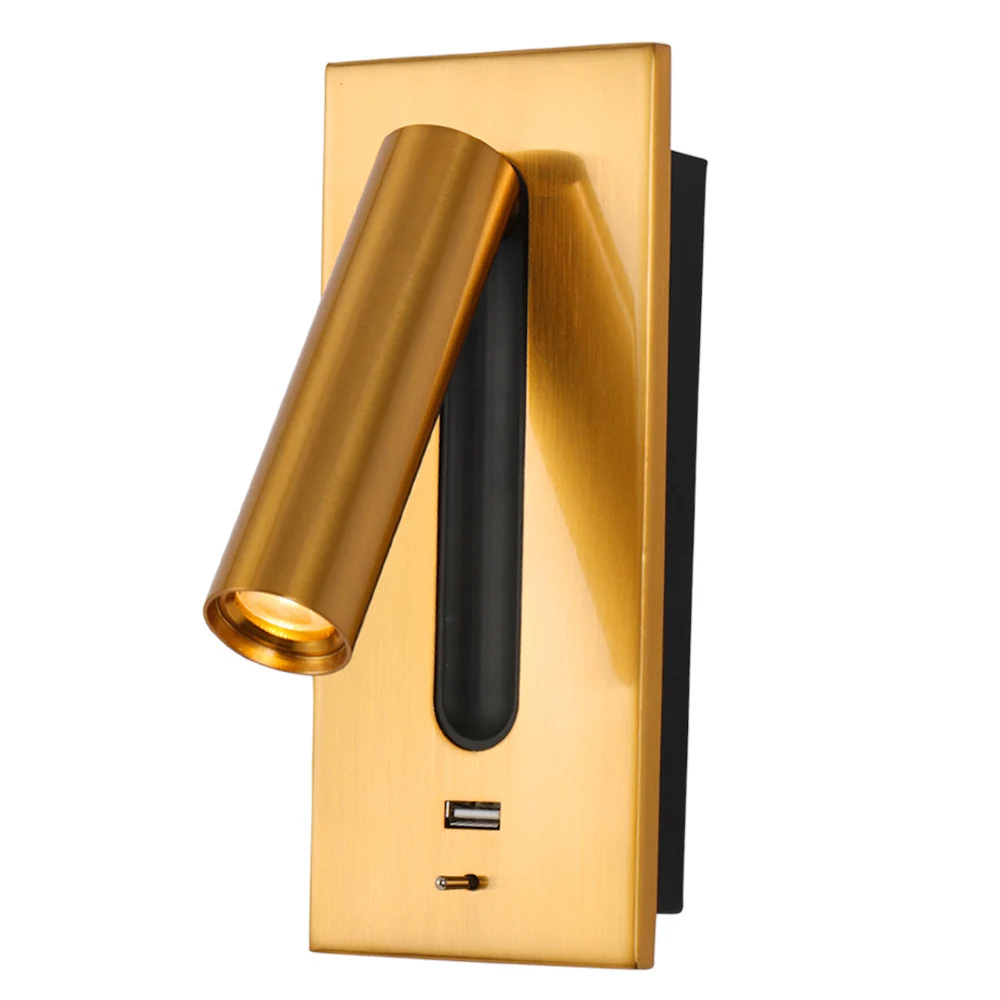 brush brass 2 Zerouno светодиодный настенный светильник USB Беспроводные Настенные Бра Лампа для ночного чтения для отеля Лофт домашний изголовье для чтения светодиодные светильники - Цвет абажура: brush brass 2