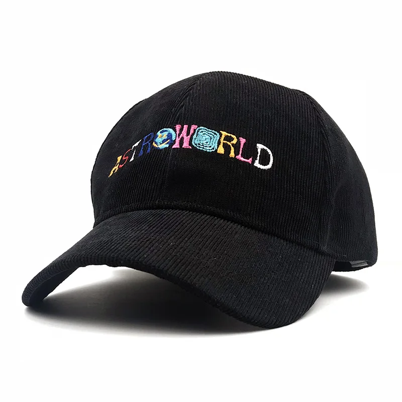 Черный Папа шляпа Трэвиса Скотта последний альбом Astroworld кепка Вельветовая вышивка для женщин и мужчин бейсбольная кепка s Прямая поставка Bone Garros - Цвет: Черный