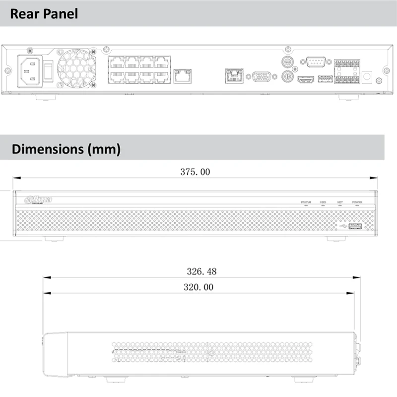 Dahua 8ch poe nvr NVR5208-8P-4KS2 8-канальный 1U 8 PoE 4K H.265 Pro сетевой видеорегистратор cctv
