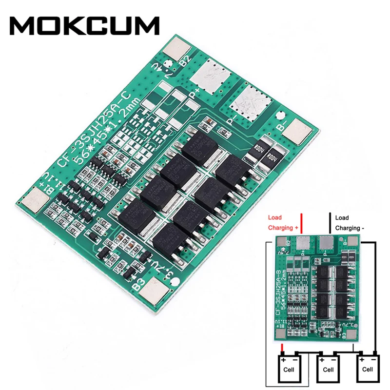 25A 3 S литий-полимерный аккумулятор 18650 зарядное устройство PCB плата защиты BMS 3 серийный 12 в 3,7 Lipo литий-ионный зарядный модуль защиты