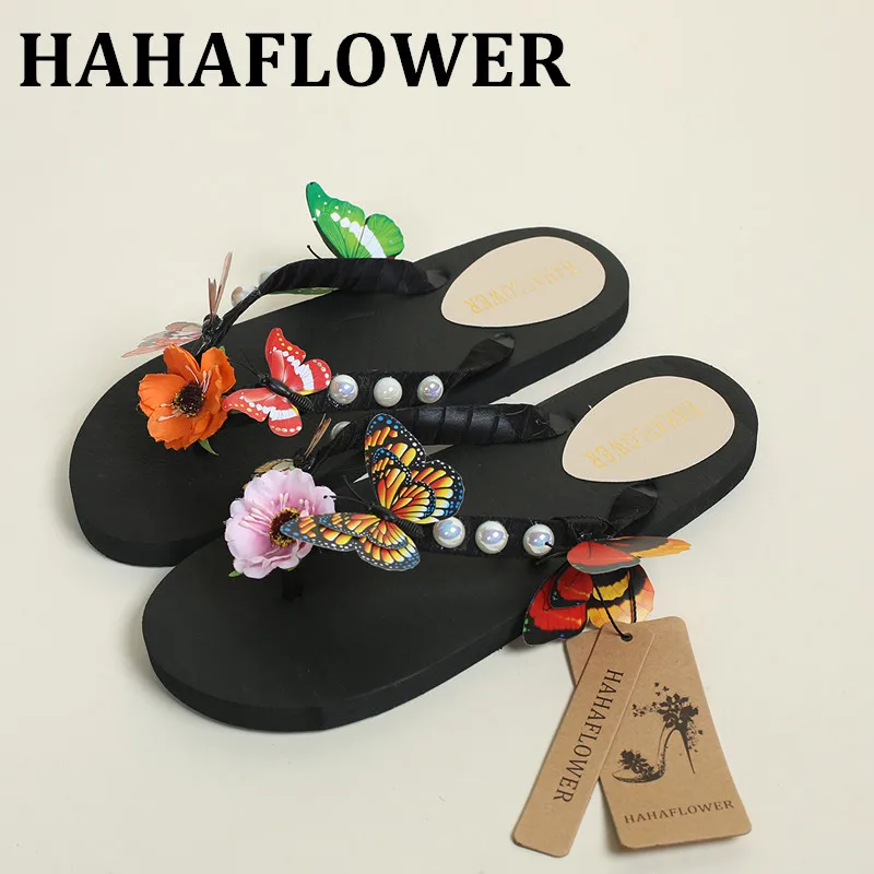 HAHAFLOWER/2017 г. Женские шлепанцы на плоской подошве Забавные тапочки Женская летняя