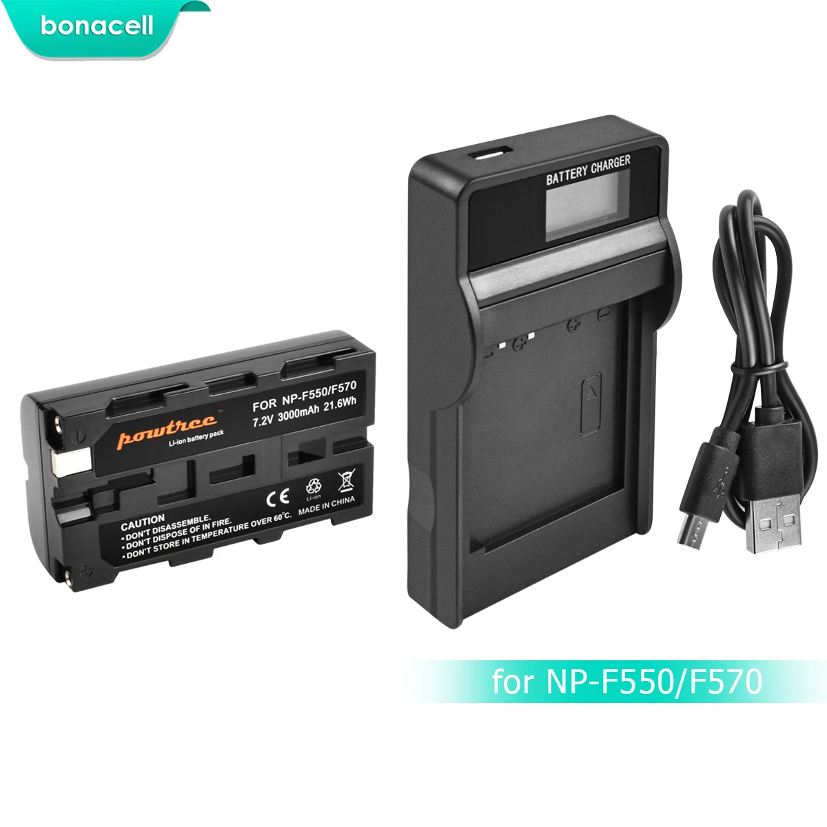 1 Pack Battery Bonacell 3000 мА/ч, NP-F550 NP F550 NPF550 Батарея+ ЖК-дисплей Зарядное устройство для sony NP-F330 NP-F530 NP-F570 NP-F730 NP-F750 Hi-8 GV-D200 L10 - Цвет: 1 Pack Battery