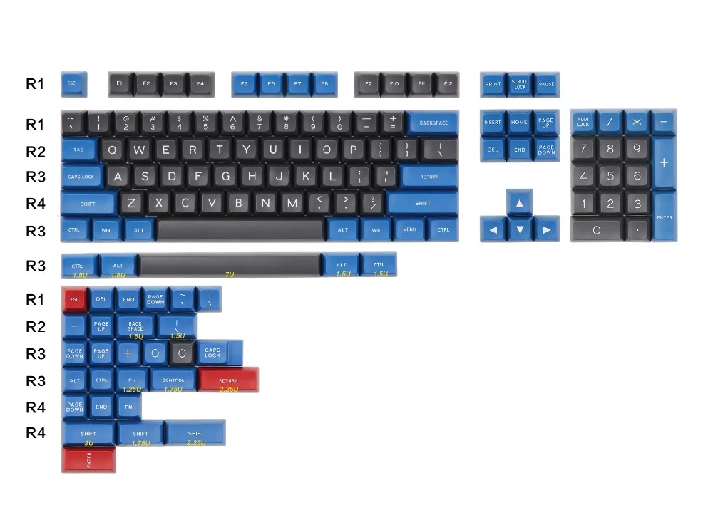 MAXKEY синий и серый SA keycap Doubleshot ABS 137 ключи для cherry механическая клавиатура MX