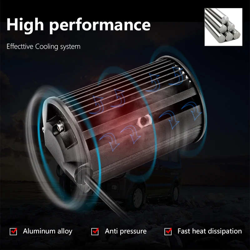 Jansite 5 inches LED Light SUV IP67 Waterproof Car Off-road Work lights Double Row 72W Flood beam for Boat Motorcycle Excavator |
