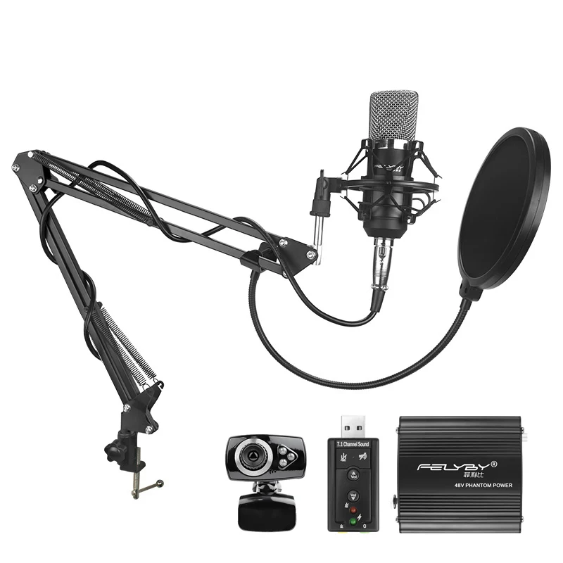 Stand Power Webcam Высококачественный проводной Стерео конденсаторный микрофон с держателем и зажимом, крепление для общения, пения, караоке, ПК, ноутбука, BM 700 - Цвет: Stand Power Webcam
