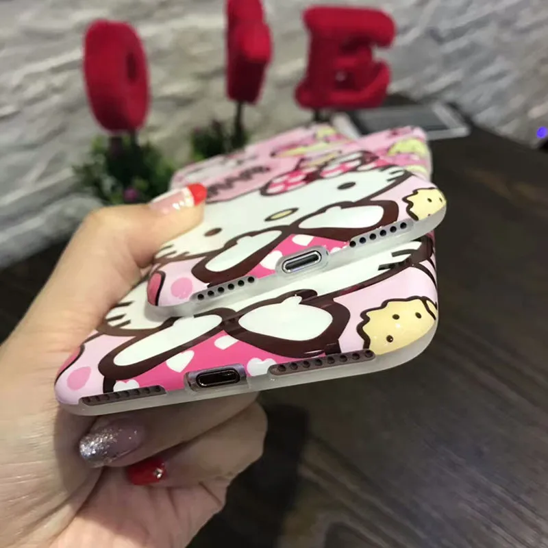 Мягкий чехол для телефона из ТПУ с героями мультфильмов Hello Kitty и 3d-пленка