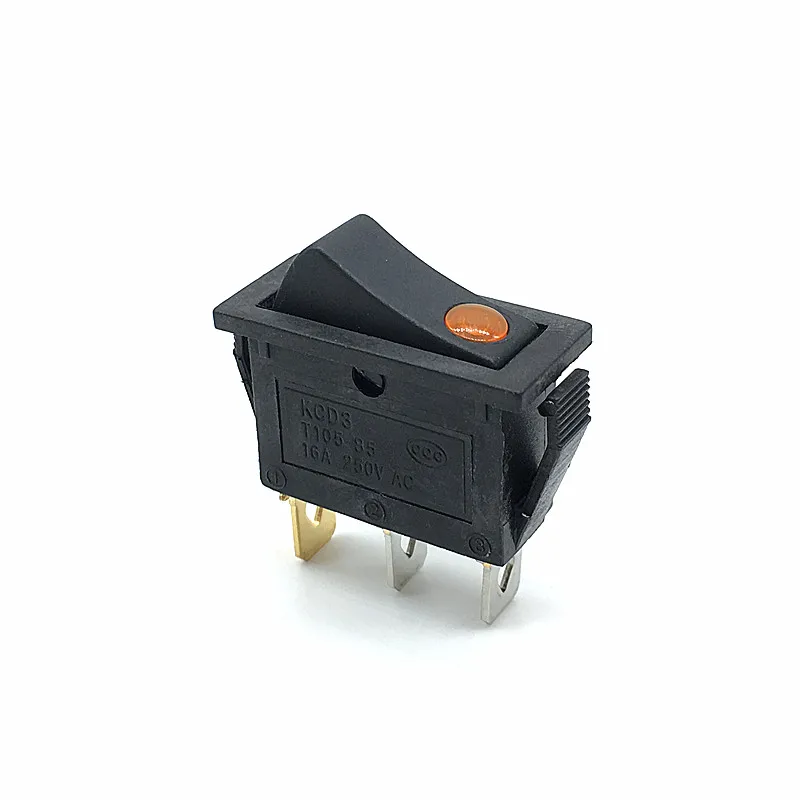 Yellow Light 4 шт. KCD3 черный кулисный переключатель вкл. Выкл. 3Pin фиксация 16A 250VAC с точечным светодиодный для двигателя автомобиля Авто переключатель красный синий зеленый желтый свет - Цвет: Yellow Light