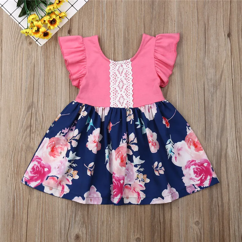 Платье-пачка с цветочным принтом для маленьких девочек милое летнее платье