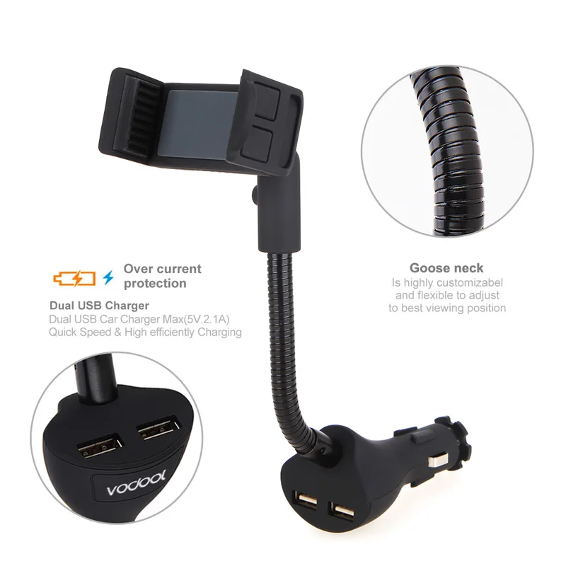 Автомобильный держатель для смартфона с двумя USB портами 115 5 мм 173 6 зарядным