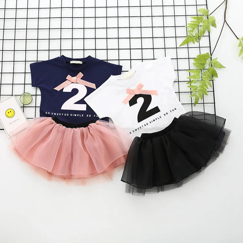 Лето 2019 комплекты детской одежды для девочек 0-3 лет футболка с короткими рукавами