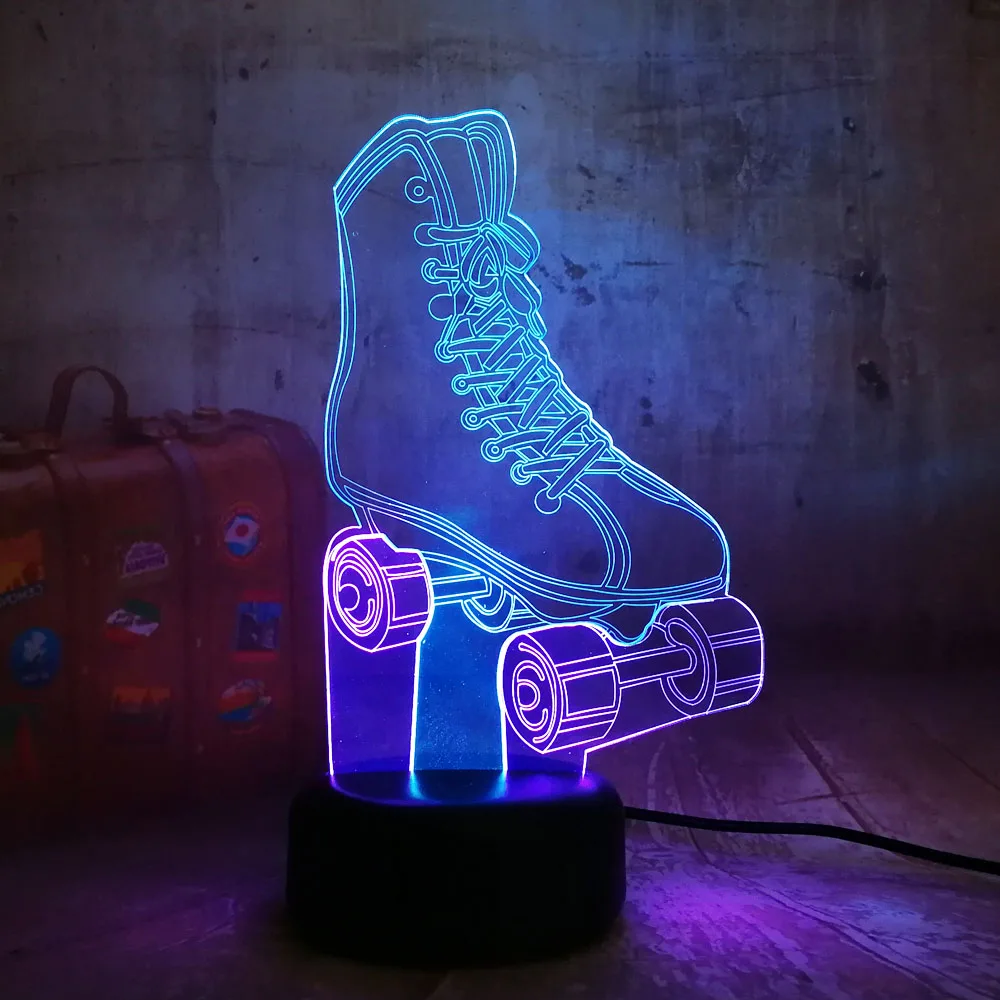 Спортивный ролик коньки 7 смешанных двух цветов мультфильм 3D светодиодный ночной Lihgt пульт дистанционного управления детский подарок для домашнего декора новая настольная лампа