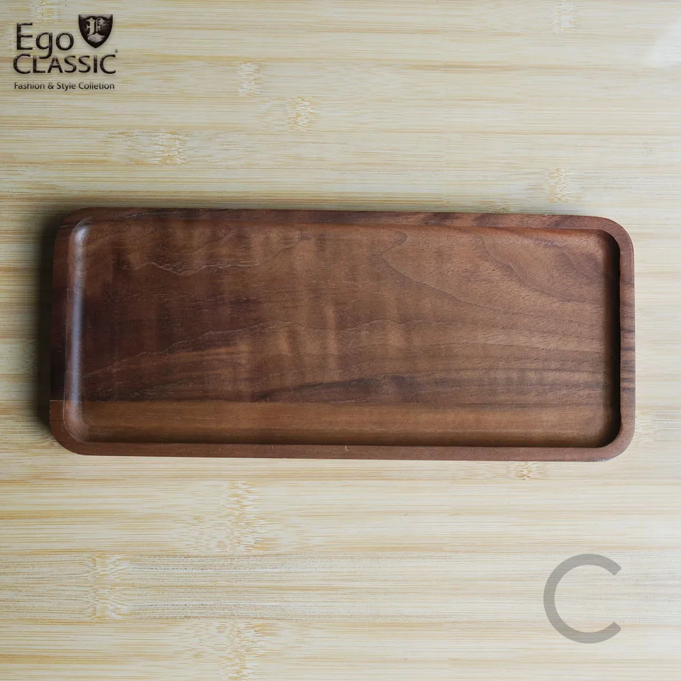 C EgoClassic настраиваемый черный орех деревянный поднос Классическая мода натуральный стиль F001060 цельное дерево Конфетница фруктовое блюдо чайный поднос - Цвет: C