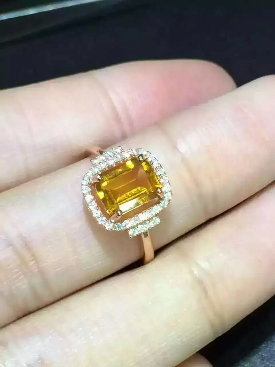 Кольцо из натурального цитрина кольцо серебра S925 пробы с натуральным желтым