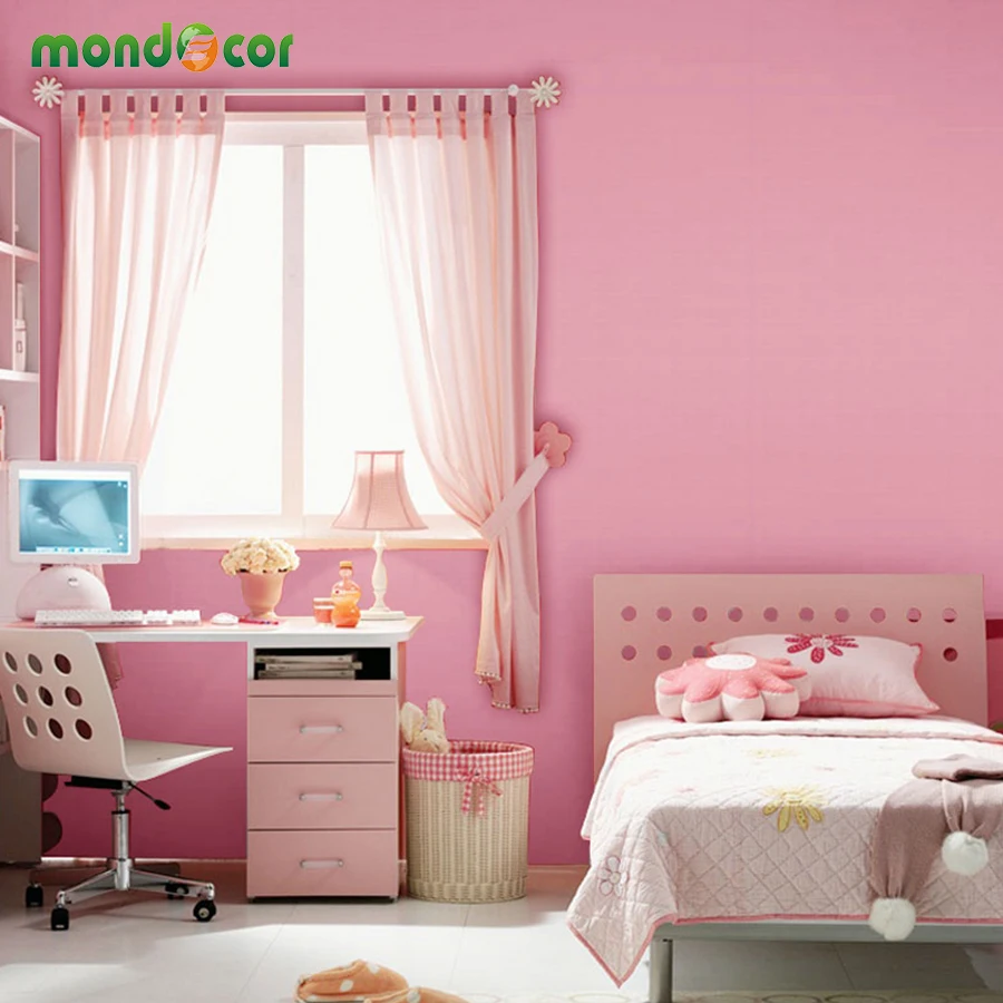 Розовый обои с клеевым слоем для девочек для украшения спальни, наклейки на стены гостиной, виниловая контактная бумага для дома, кухонные столы.