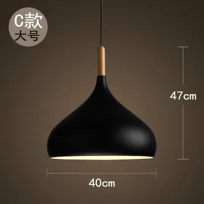 C extra large black Современный светодиодный подвесной светильник, черный, белый, металлический, алюминиевый, деревянный подвесной светильник, скандинавский абажур, подвесной светильник для бара, кафе, кухни - Цвет корпуса: C extra large black