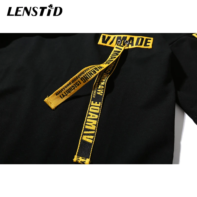 LENSTID Новинка 2019 года евро-Америка High Street сбоку ленты хип хоп толстовки уличная для
