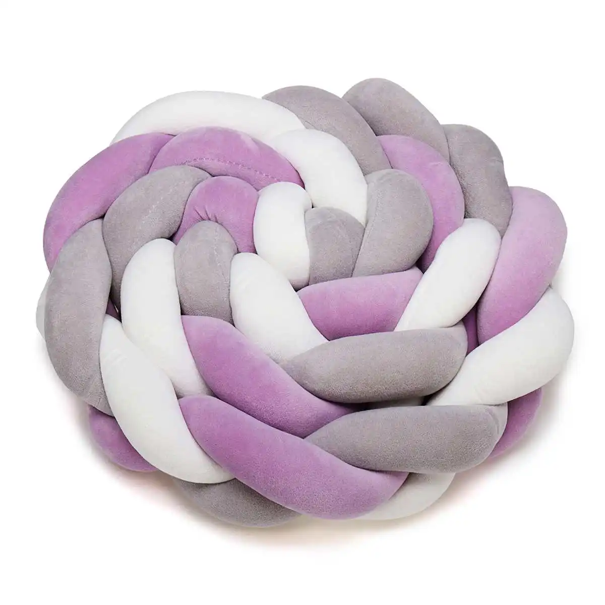 White gray purple 1,5 м минимализм хлопок детские постельные принадлежности кроватки бамперы Crea. tive Плетеный длинный узел мяч Подушка протектор подушка Новорожденный ребенок - Цвет: White gray purple