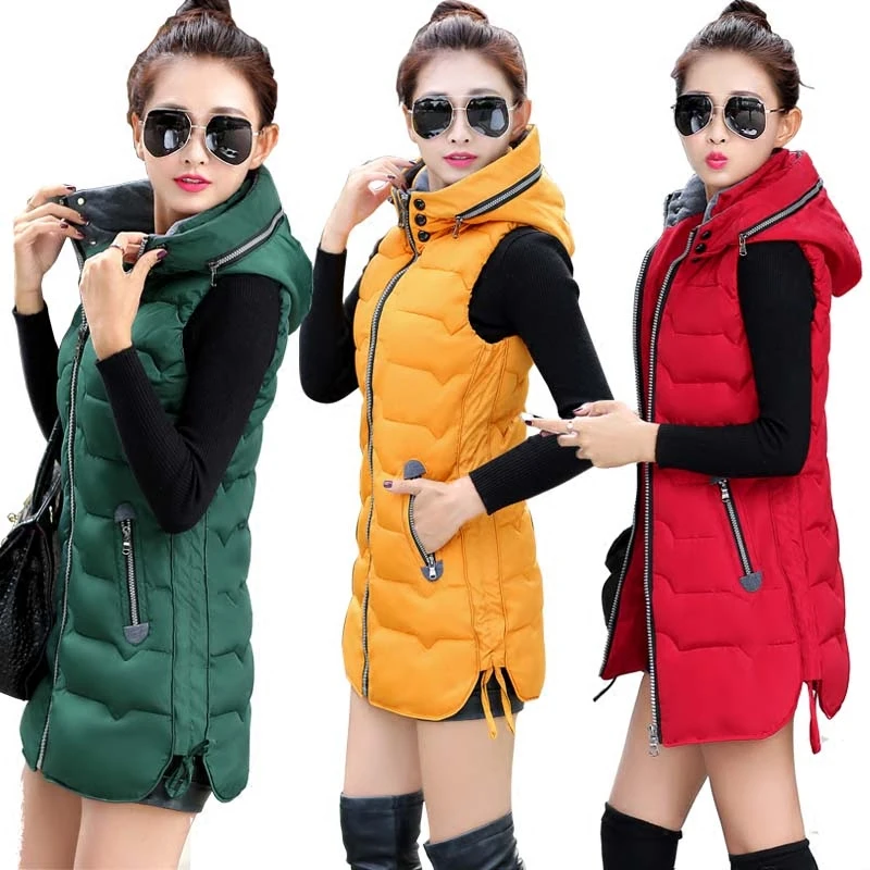 Осенне зимний женский жилет новинка 2017 куртка без рукавов Женский Длинный