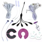 DIY веселые SM Профессиональный поражения электрическим током груди электро подушки шок Анальная затычка от 1 до 5 Спецодежда кабель Секс-игрушки