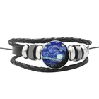 Кожаный браслет с подвеской Ван Гог Климт, с художественной росписью, браслет со стеклянным кабошоном, винтажные ювелирные изделия для мужчин и женщин