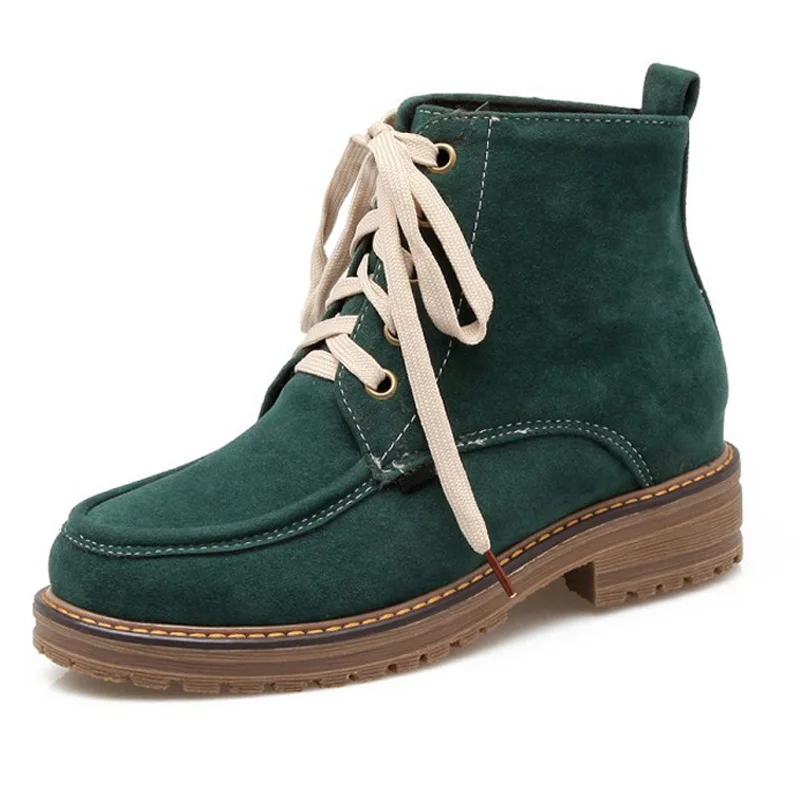Осенне-зимние женские замшевые ботинки-мартинсы на шнурках повседневная женская