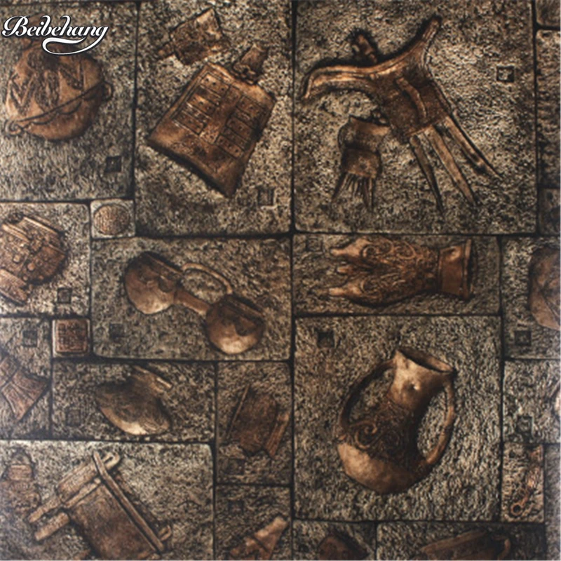 beibehang Chinese retro imitation bronze wallpaper characteristics of the club senior archeological sites 3D stereo | Строительство и