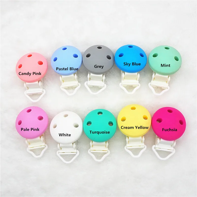 Chenkai 10pcs Silicone Round Clips DIY Baby Teether Pacifier Dummy Montessori Sensory Jewelry Holder Chain Toy Clips BPA Free