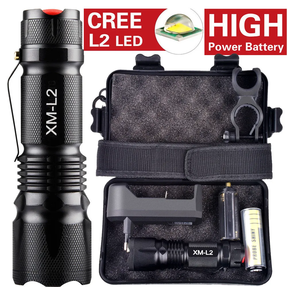 5 Modes Flashlight Set 10000LM X800 Tactical Military Torch LED EU Plug Charger Gift Kit Lanterna linterna #2S | Спорт и развлечения