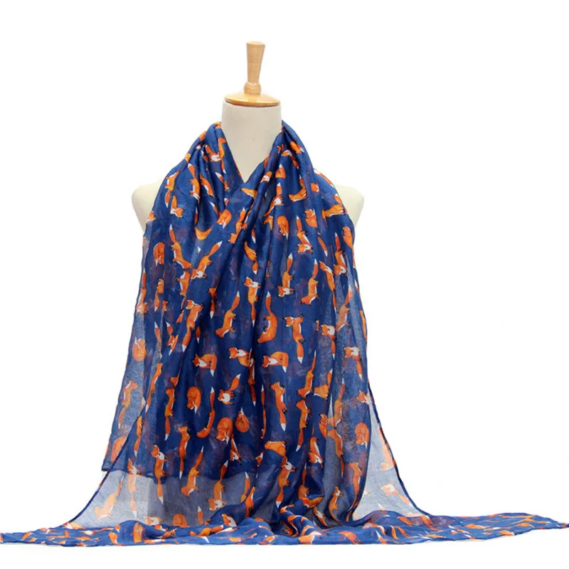 2019 новые женские модные милые лисы с принтом из мягкой вуали длинный широкий шарф