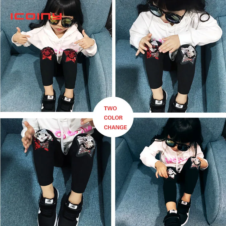 Эластичные штаны для девочек детские леггинсы с блестками Разноцветные Детские