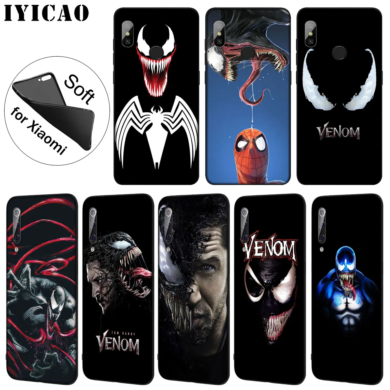 IYICAO Venom Marvel Мягкий силиконовый чехол для телефона Xiaomi Mi 10 9 9T CC9 CC9E 8 SE A3 Pro A1 A2 Lite 6