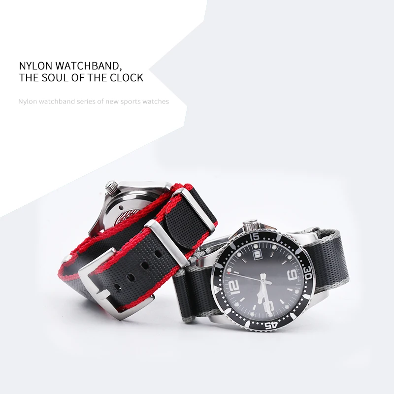 Ремешок мужской спортивный в стиле НАТО 20 мм 22 для часов Seamaster 300 600 черный