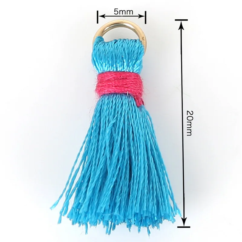 Peacock Blue Новая мода 100 шт 20 мм шелк мини кисточкой амулеты Золотое кольцо серьги кисточки кулон DIY ручной работы ювелирных изделий Аксессуары - Цвет: Peacock Blue