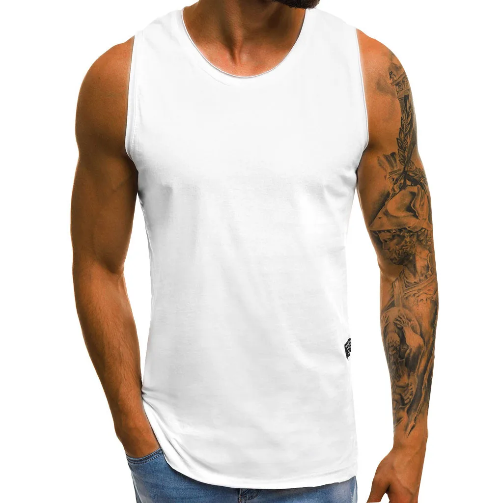 CHAMSGEND Tank Tops Cotton Men Sleeveless Tanktops For Boys Bodybuilding Clothing Undershirt Fitness Stringer Male Vest 4.JAN.15 | Мужская