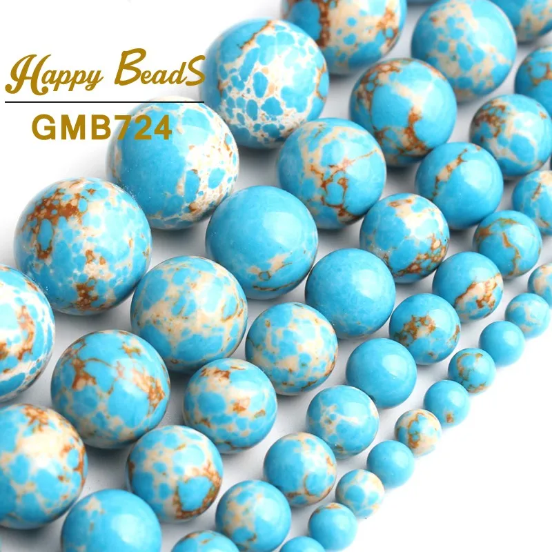 Sky Blue Sea Sediment Jaspers Beads Round Loose Spacer 15&quotStrand 4/6/8/10/12mm Natural Stone For Jewelry Making Diy | Украшения и