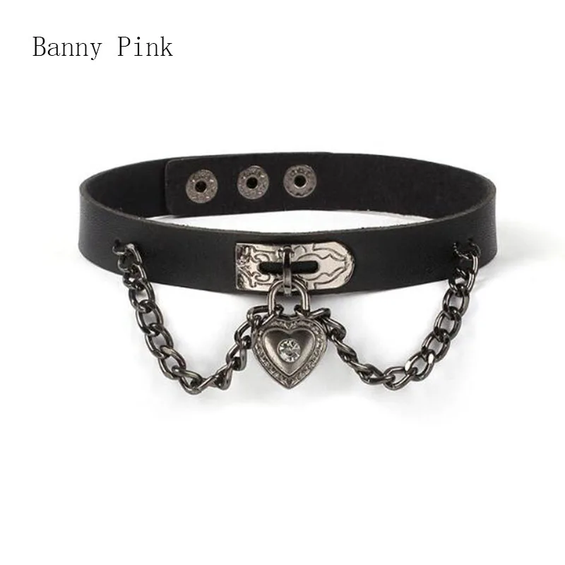 Женское колье чокер из ПУ кожи черное ожерелье в готическом стиле с подвеской