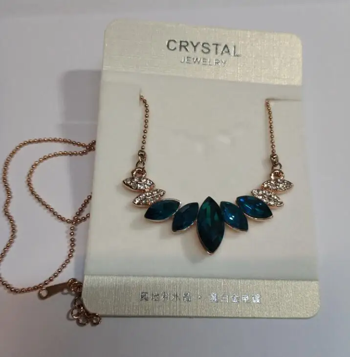 gold Crystal blue Австрийский Кристалл Ангел глаз воды крыло кулон ожерелье Модные ювелирные изделия Прямая Свадебный популярный Шарм девушка женщины качество - Окраска металла: gold Crystal blue
