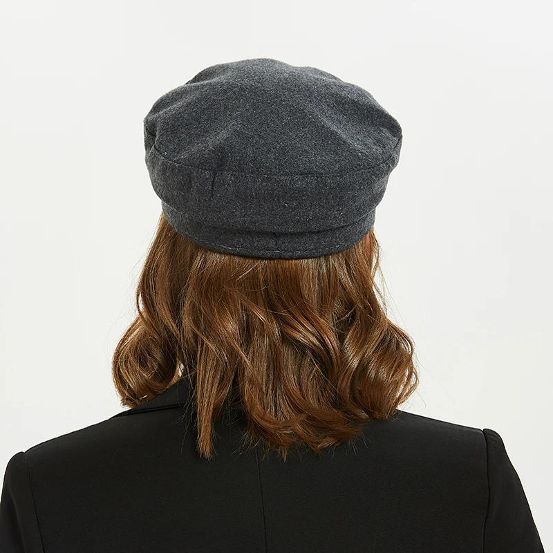 [FEILEDIS] серая полосатая военная шапка модные шапки для женщин плоские шляпы