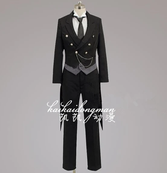 

2016 Black Butler Kuroshitsuji Sebastian Michaelis Swallow-tailed Coat Uniform Outfit Anime Cosplay Costumes