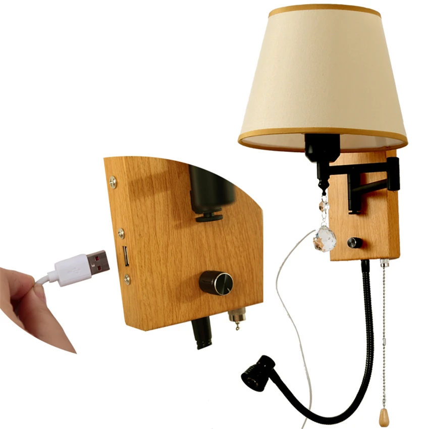 Настенные светильники для учебы спальни с затемнением вращающиеся светодиодные