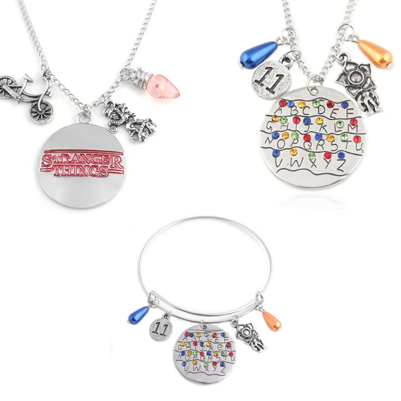 Terrorist Thriller Suspense Film Stranger Things Necklace Monster Snake Bike Pink Light Bulb Pendant Chokers Women Movie Jewelry | Украшения