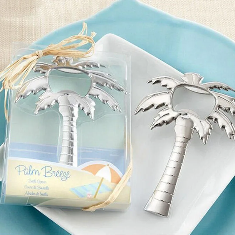 

100pcs "Palm Breeze" Chrome Palm Tree Beer Bottle Can Opener Wedding Bridal Favor Gift Christmas Gifts