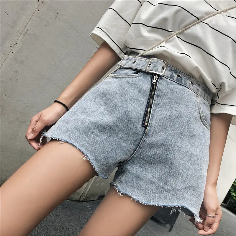 

HziriP Hong Kong Style Hot Selling 2019 Casual Stylish Zipper Summer Sexy Jean Brief High Quality Denim All Match Blue Shorts