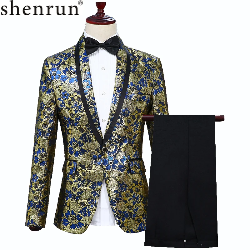 Shenrun мужской новый модный смокинг приталенный жаккардовый пиджак блейзер черные