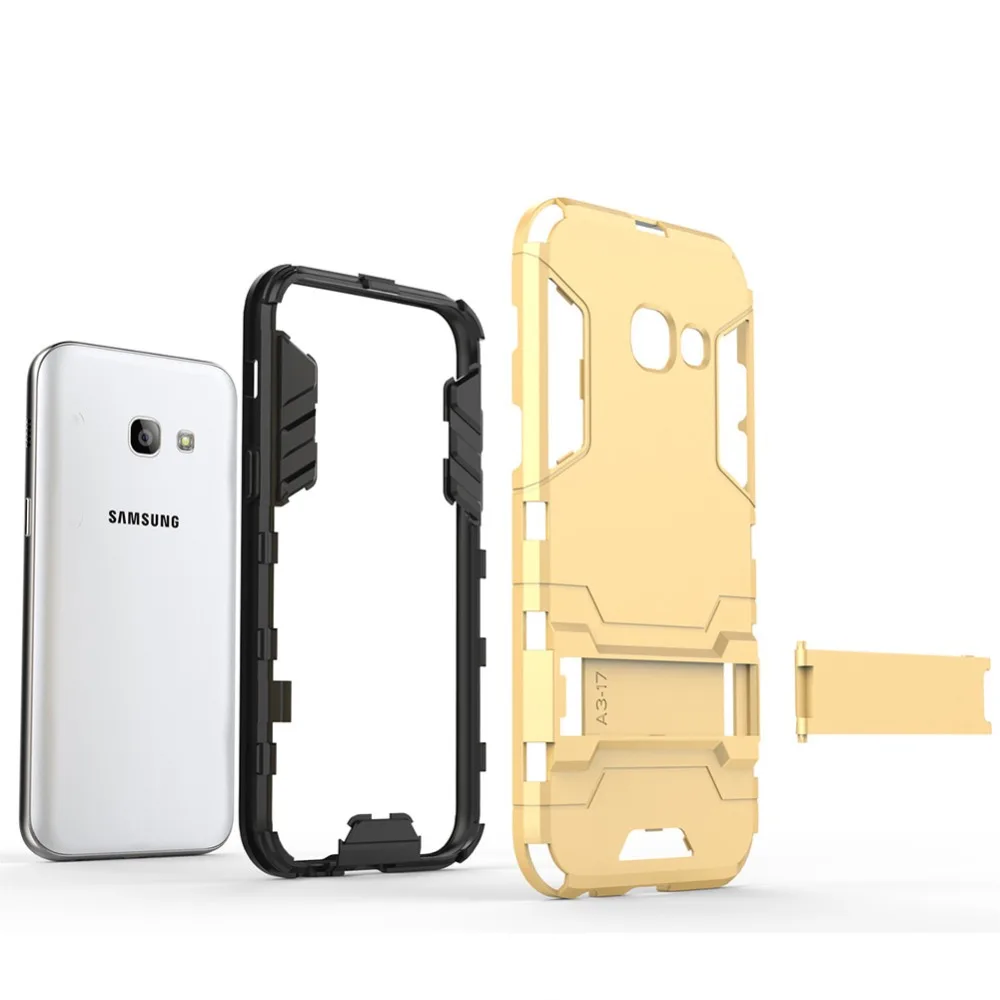 2 в 1 3D защитный чехол-подставка для Samsung Galaxy A3 A5 A7 2017 PC + TPU Гибридный противоударный