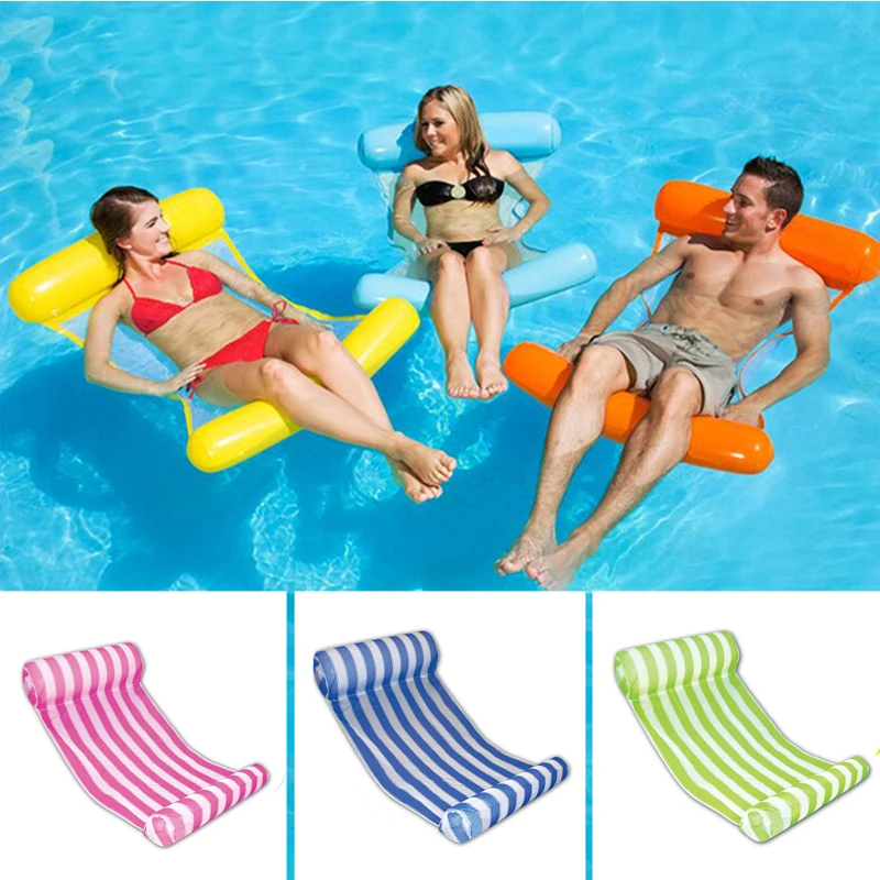 

14 Colors Foldable Water Hammock Mesh Inflatable Pool Float Air Mattress Beach Bed Toys Lounge Lie-on Swimming Ring Chair boia
