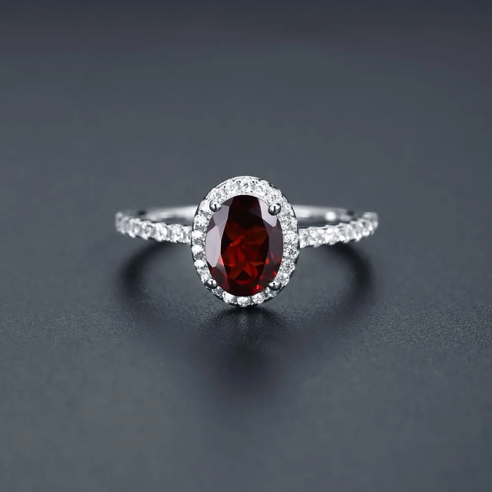 Gem's Ballet, 1.47Ct, Овальный натуральный красный гранат, винтажные кольца, 925 пробы, серебро, драгоценный камень, обручальное кольцо для женщин, хорошее ювелирное изделие