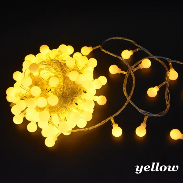 Yellow 6 м/10 м/20 м/30 м/50 м водонепроницаемый праздничный светодиодный светильник ing струнные Феи гирлянда светодиодный шар струнный светильник s Рождественский светильник для свадебной вечеринки - Испускаемый цвет: Yellow