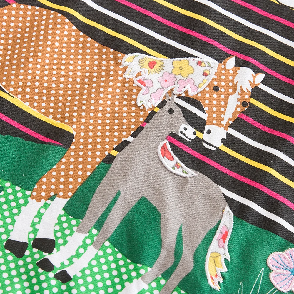 NEAT Spring Autumn Baby Girl clothes kids Long sleeve dress Stripe printing animal picture casual cotton AL6461 | Детская одежда и