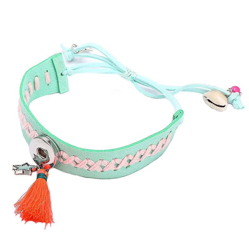 Регулируемый плетеный кожаный браслет для женщин Boho кисточка ручной работы